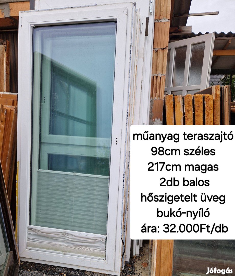 Műanyag teraszajtó 98*217