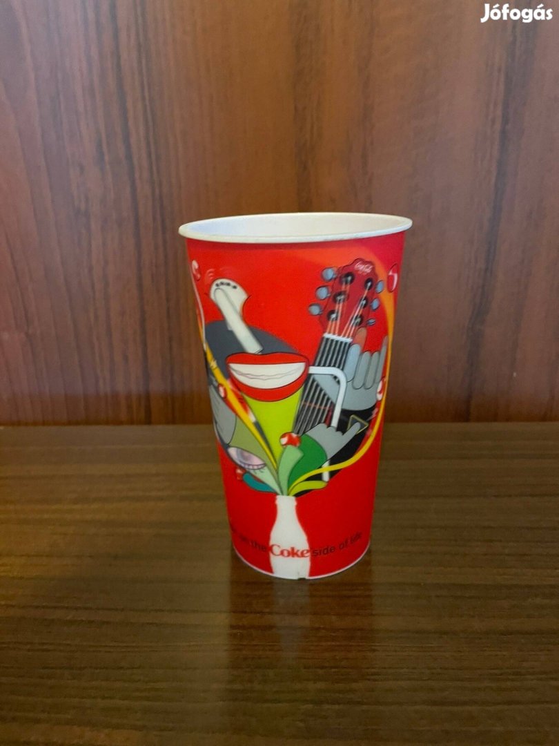 Műanyag új, coca-colás pohár, térhatású bevonattal