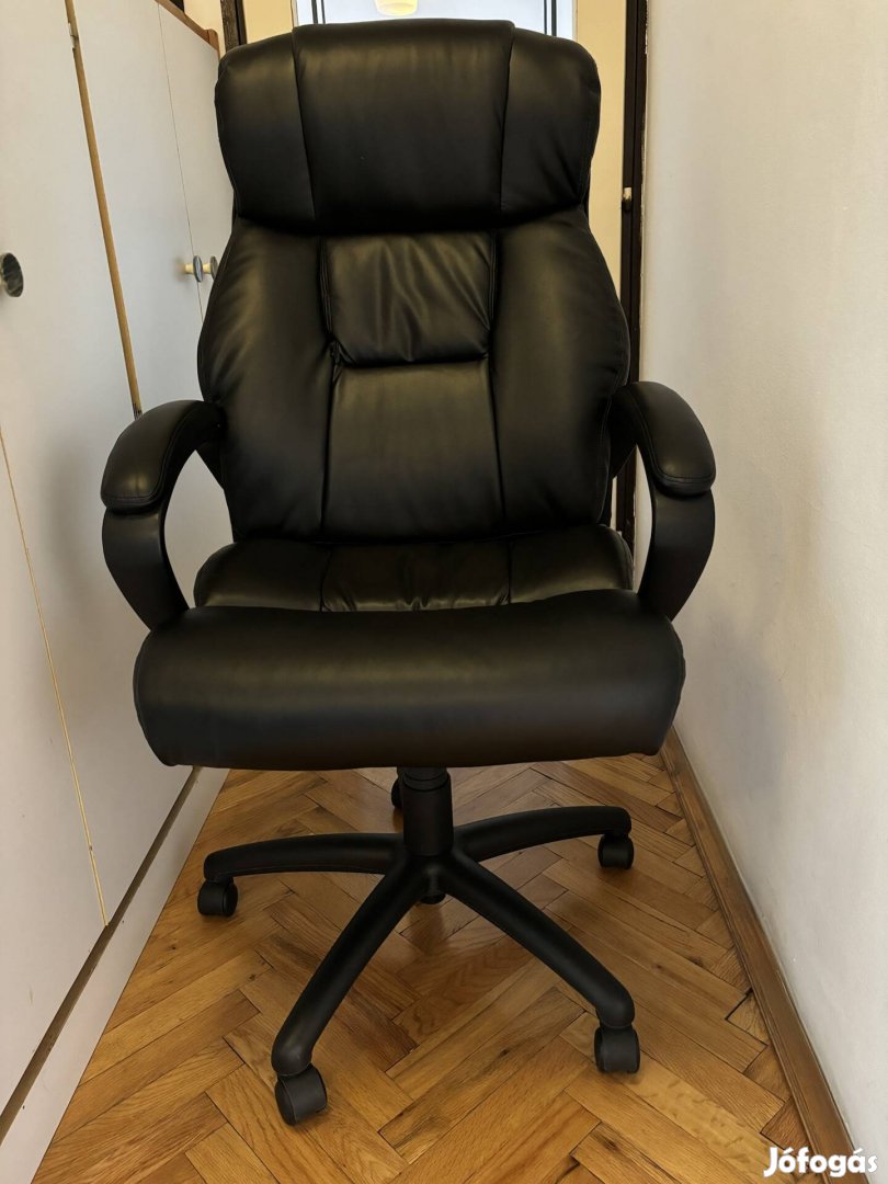 Műbőr irodai szék, fekete 