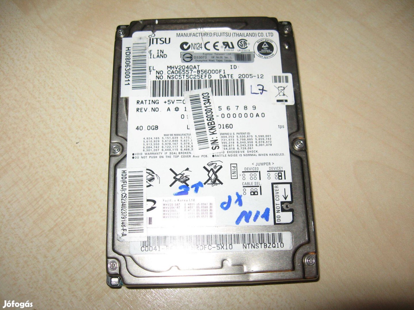 Működő Laptop IDE tűs HDD 40GB 2.5" Notebook Merevlemez Winchester