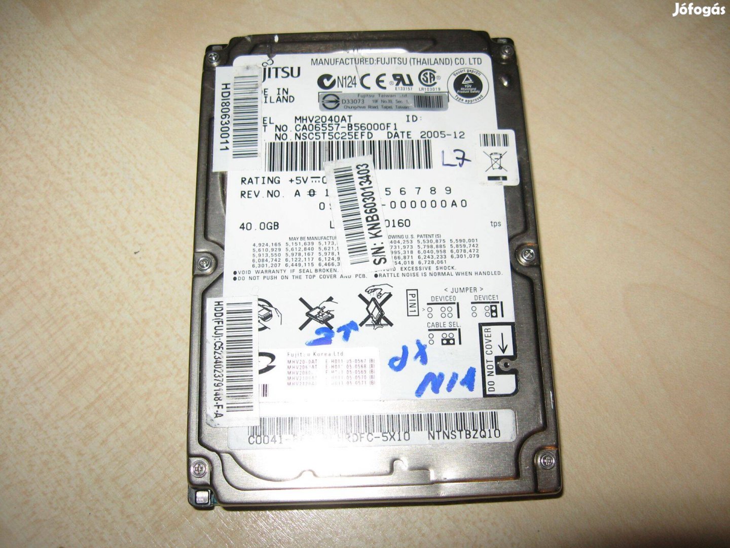 Működőképes Laptop IDE tűs HDD 40GB 2.5 Notebook Merevlemez Winchester