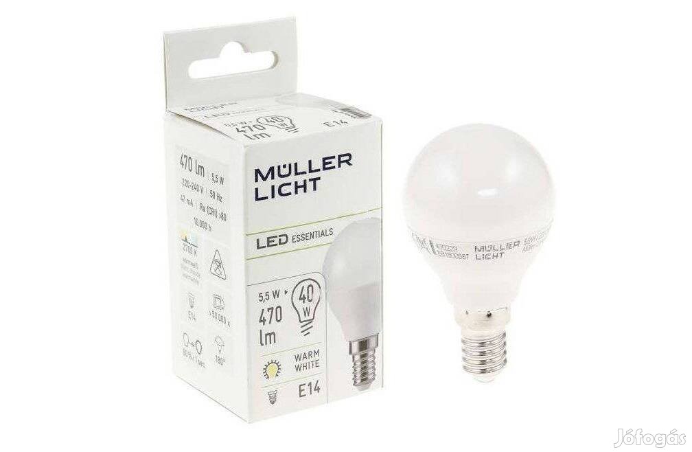 Müller Licht E14 kisgömb LED 5,5W 470lm E14 melegfehér izzó Új