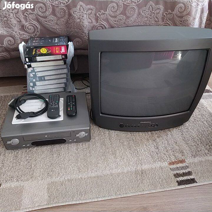 Multimédia szett TV+VHS videomagnó+műsoros kazetták