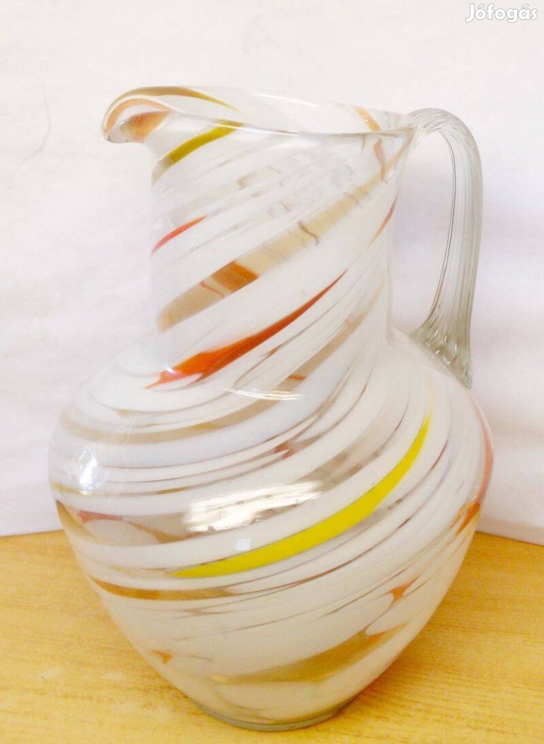 Muránói Splatter Art Glass boroskancsó márványos mintával 1950-1960-es