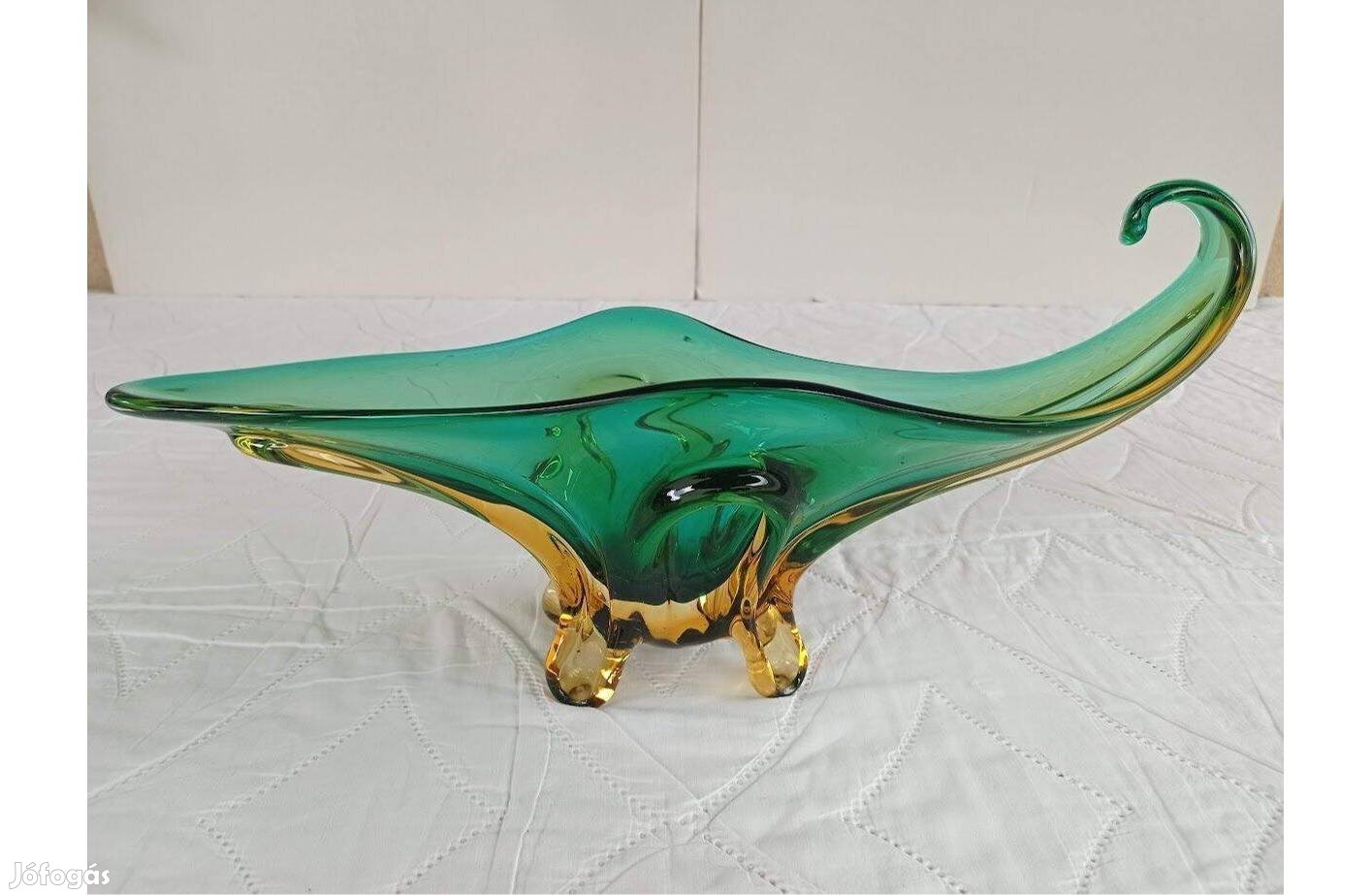 Muránói művész üveg tál, asztalközép kínáló 40 cm!