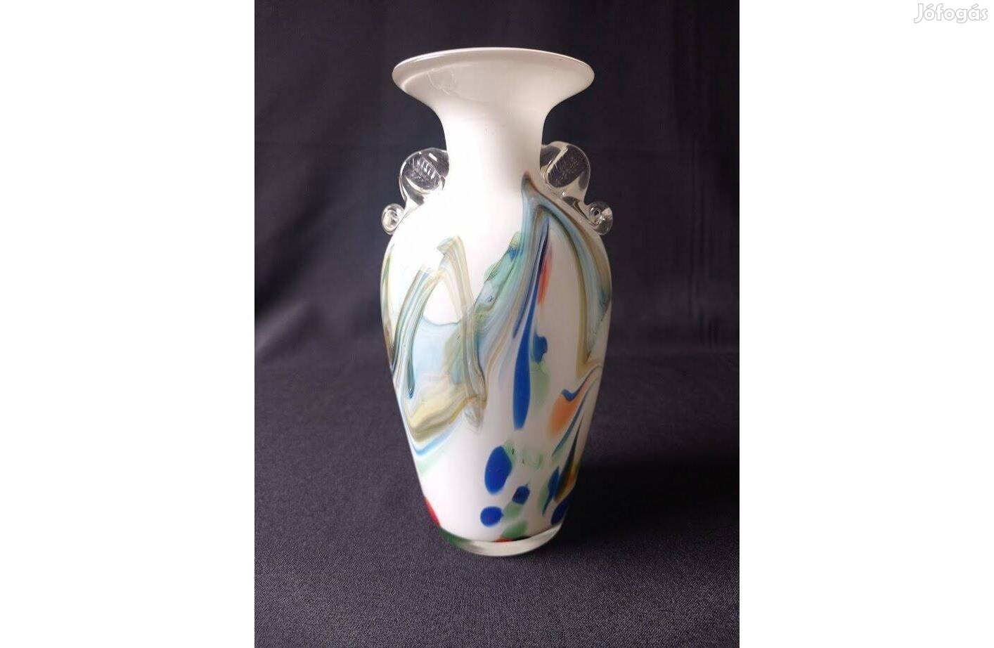 Muránói művész üveg váza 20,5 cm