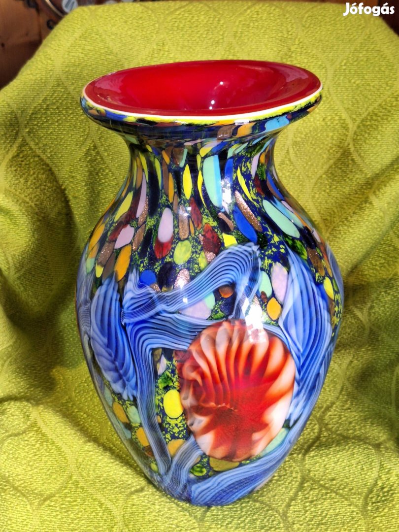 Muranói padló váza virágmintás felülettel