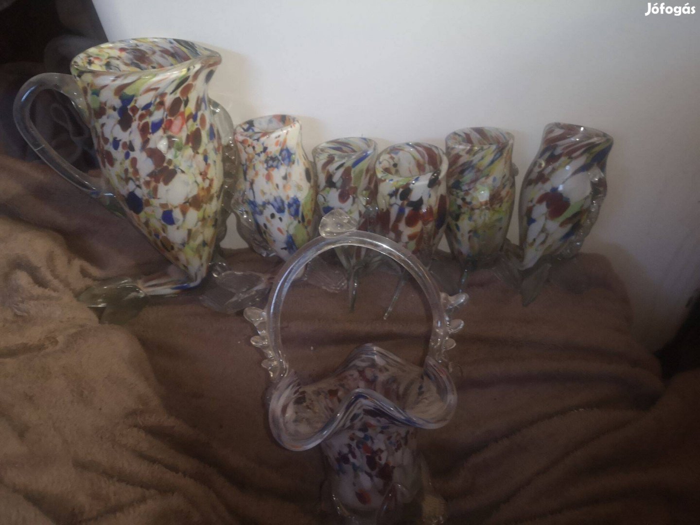 Muránói üveg halas váza szett