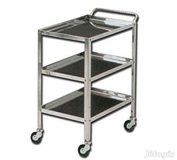 Műszerasztal rozsdamentes 70x50x80cm 3 polcos gurulós GIMA27431