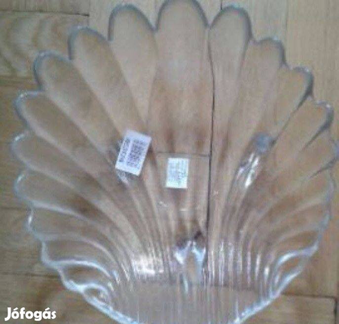 Mutatós kagyló alakú üvegtál kínáló