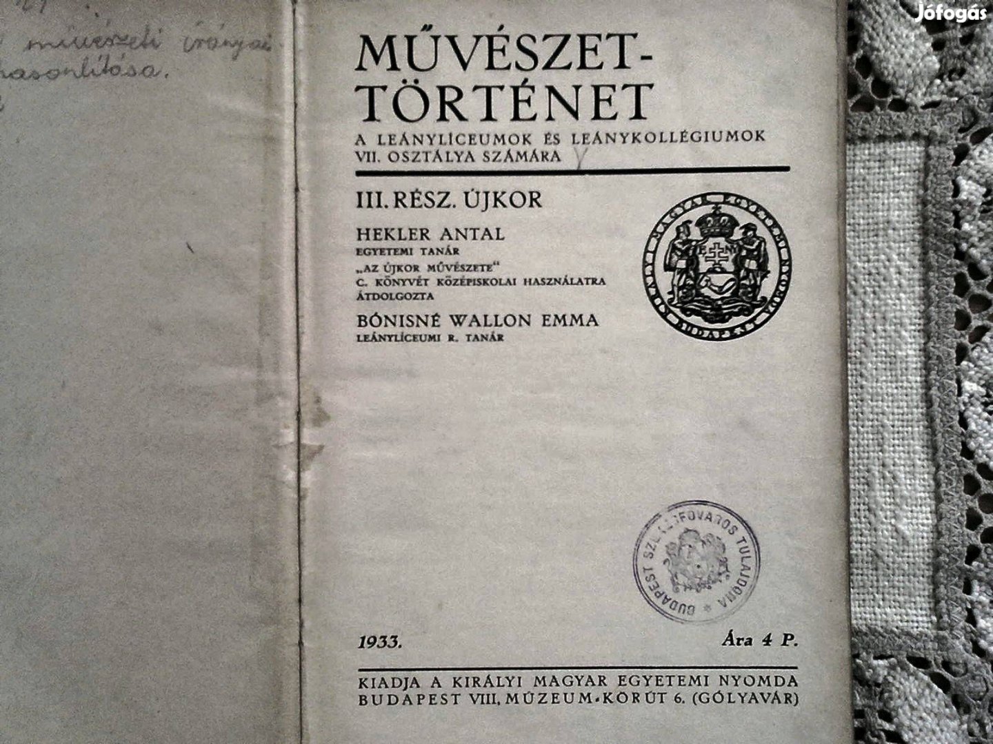 Művészettörténet, III. rész, Újkor (1933) - A leánylíceumok és leányko