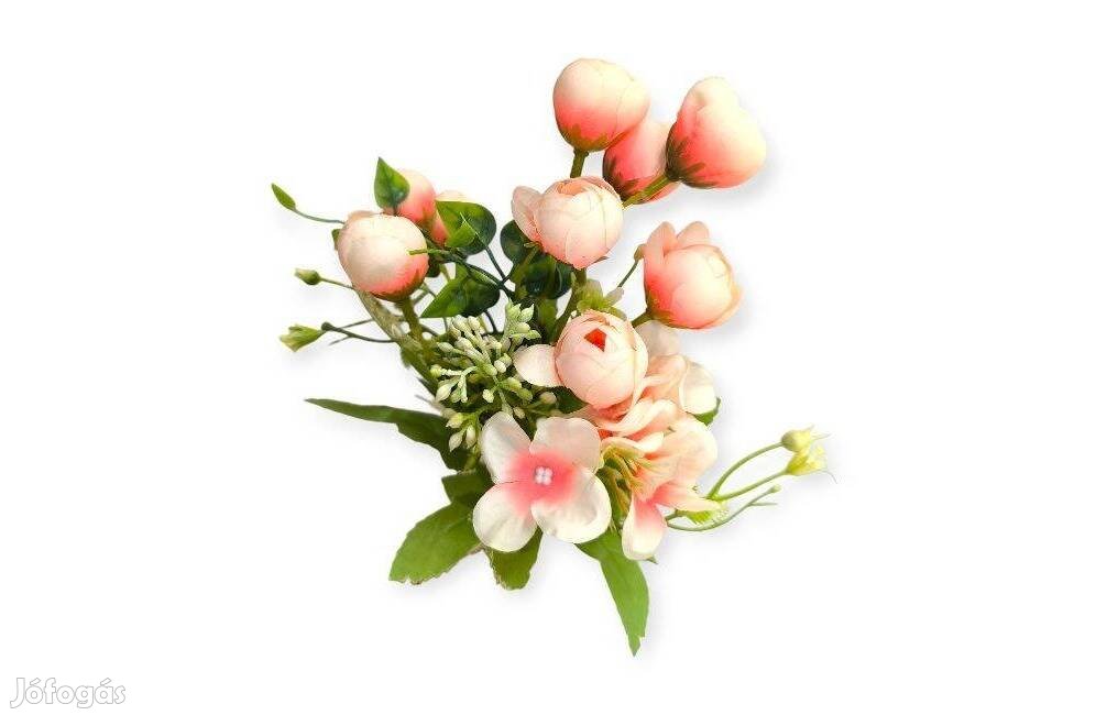 Művirágcsokor rózsaszín és barack árnyalatokkal 30 cm