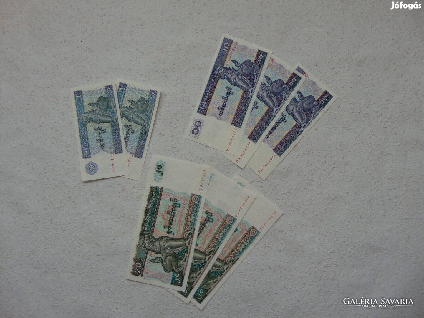 Myanmar kyats 8 darab szép bankjegy LOT !