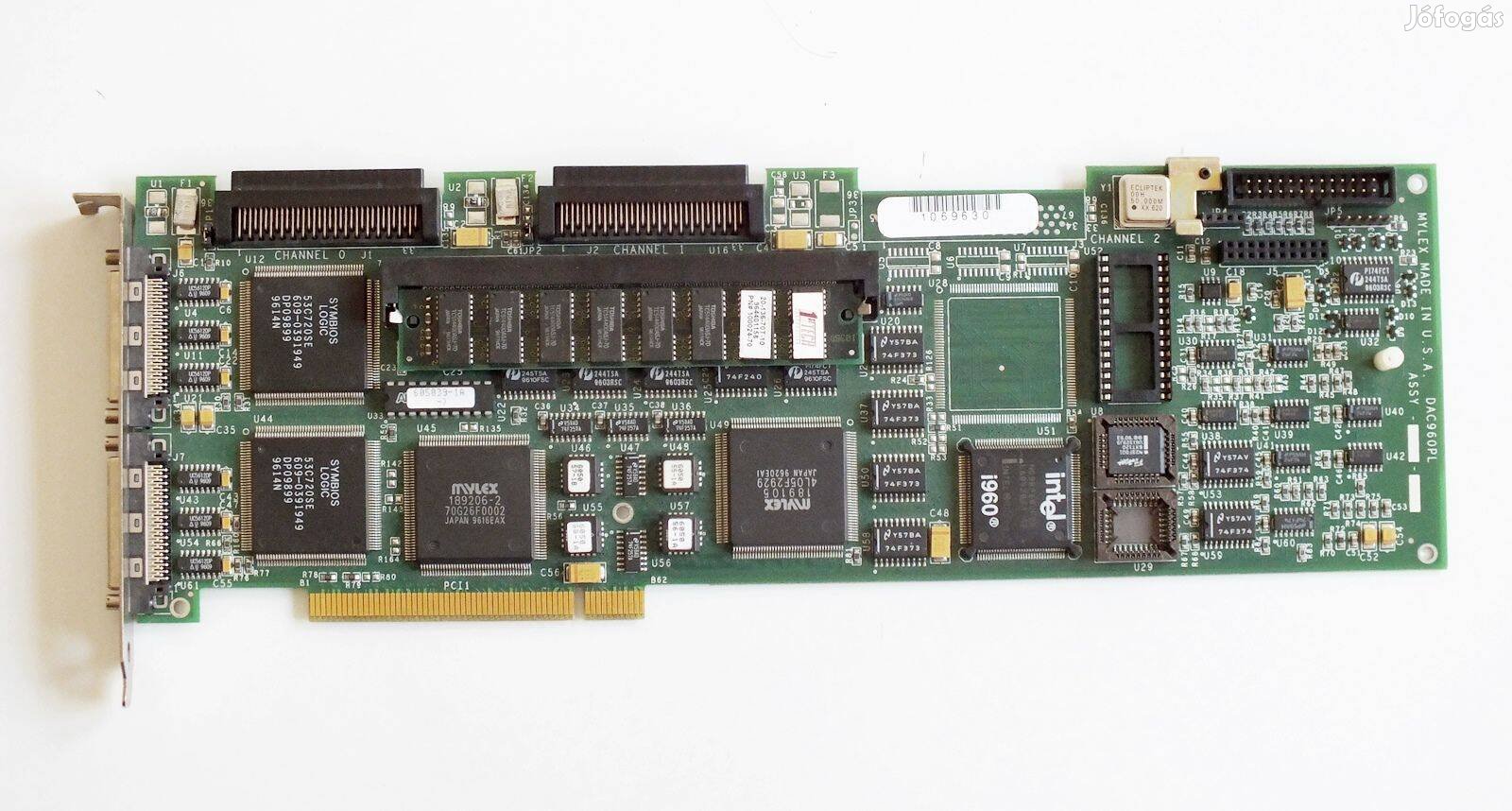 Mylex DAC 960PL dual SCSI kártya, cache modullal, PCI foglalatos