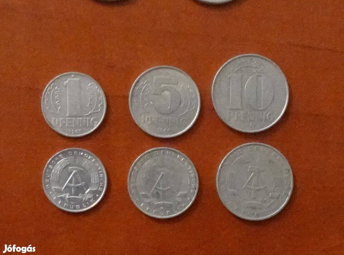 NDK 1 5 10 pfennig érme sor 1968