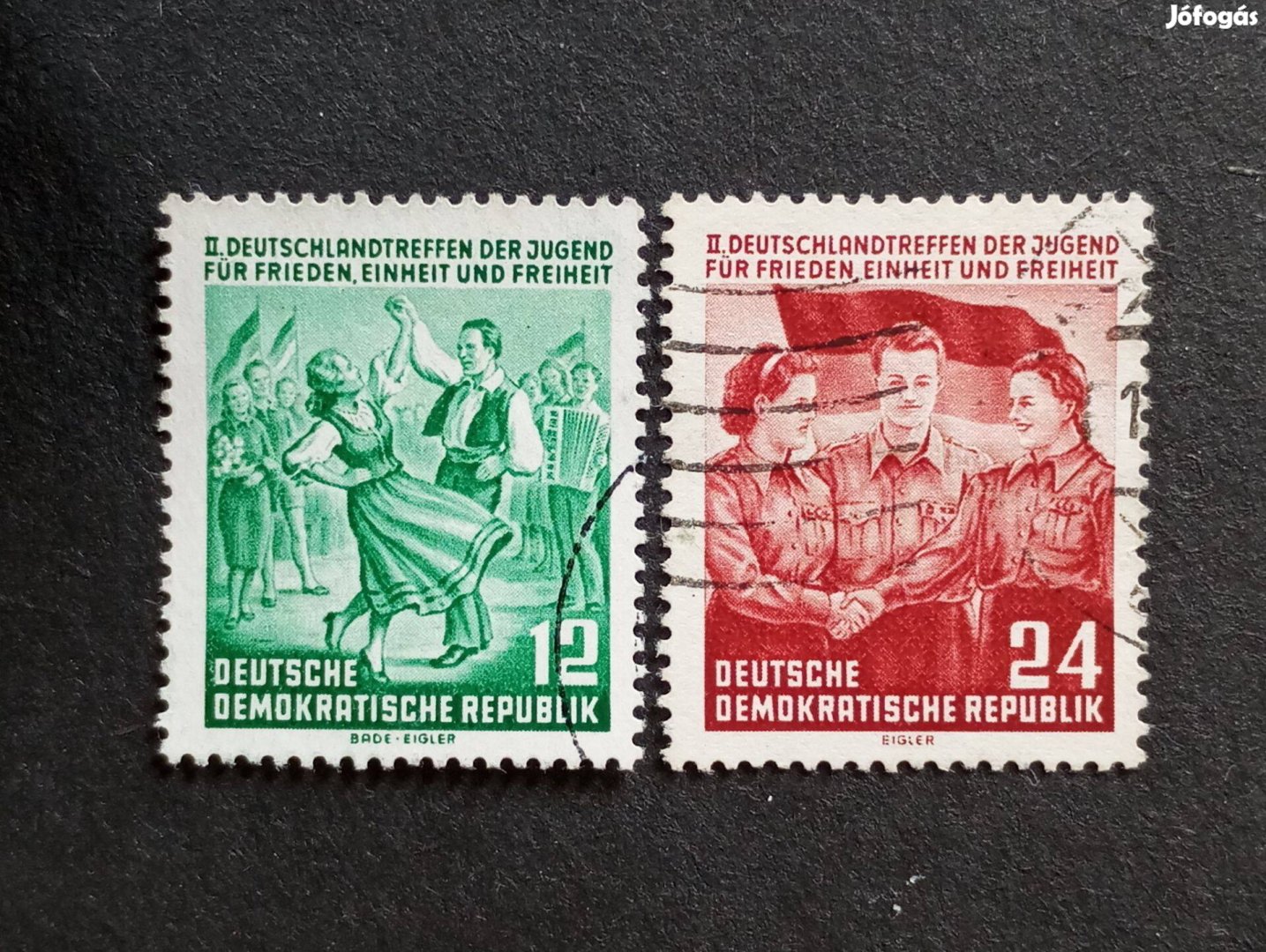 NDK DDR 1954-es Ifjúsági Kongresszus komplett bélyegsor Mi.428-429