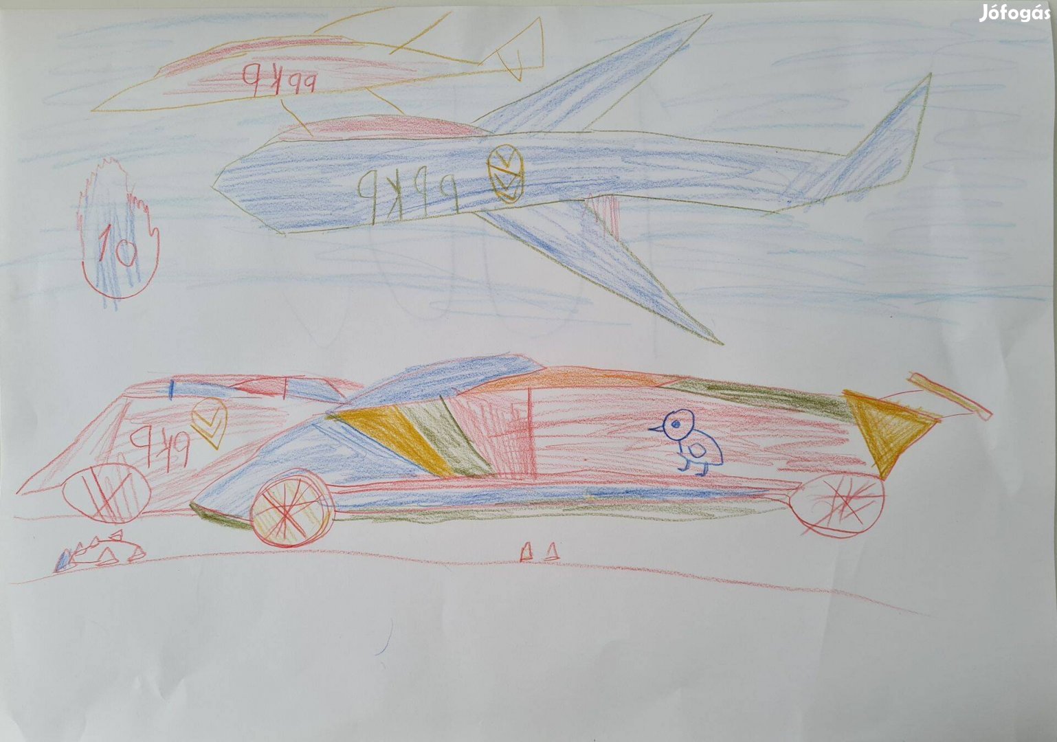 NFS Heat Lamborghini versenyautó + repülőgépek (A3 méretű ceruzarajz)