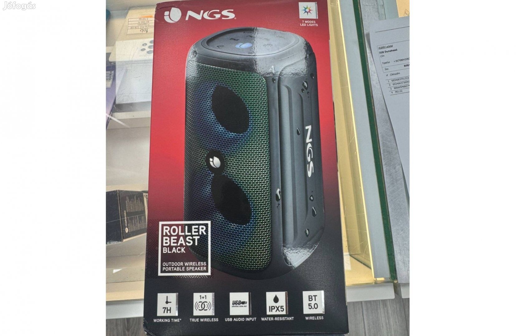 NGS Roller Beast Black Bluetooth Hangszóró IPX5 35W teljesítménnyel