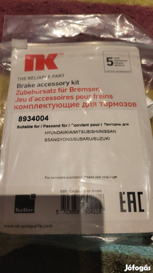 NK 8934004 Vezetőpersely, féknyereghez : Suzuki, Nissan, KIA stb