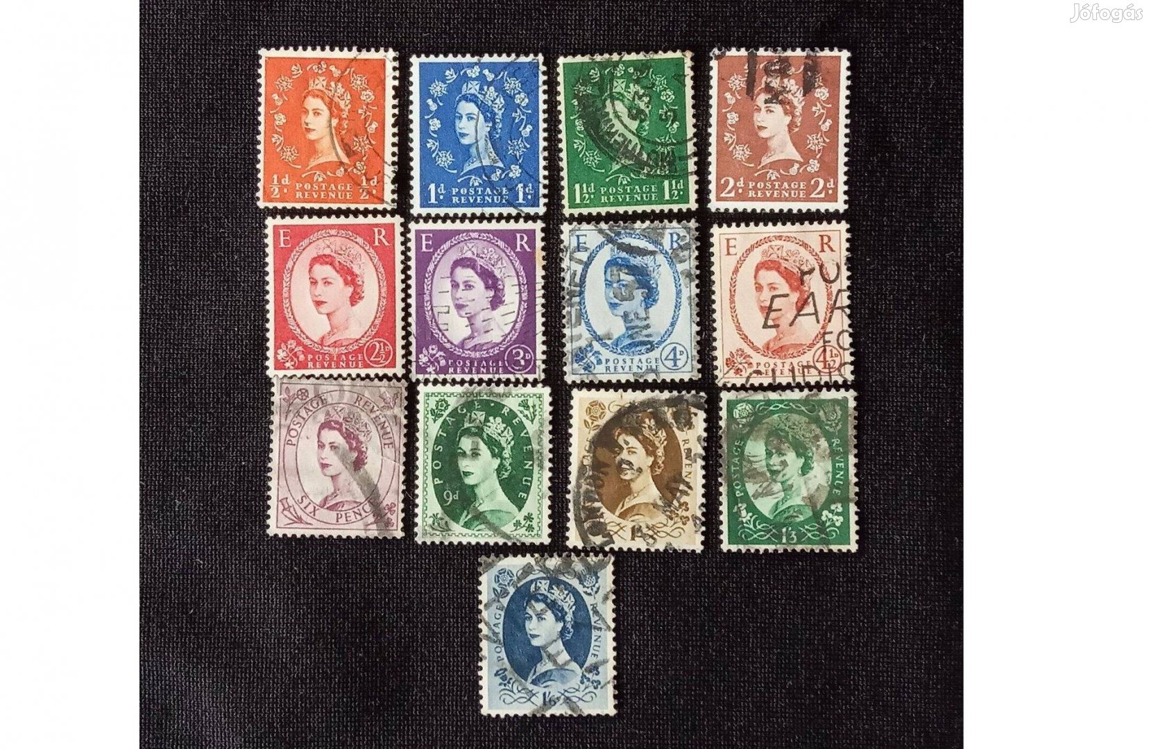 Nagy-Britannia 1952 -1954 II. Erzsébet királynö bélyeg sor