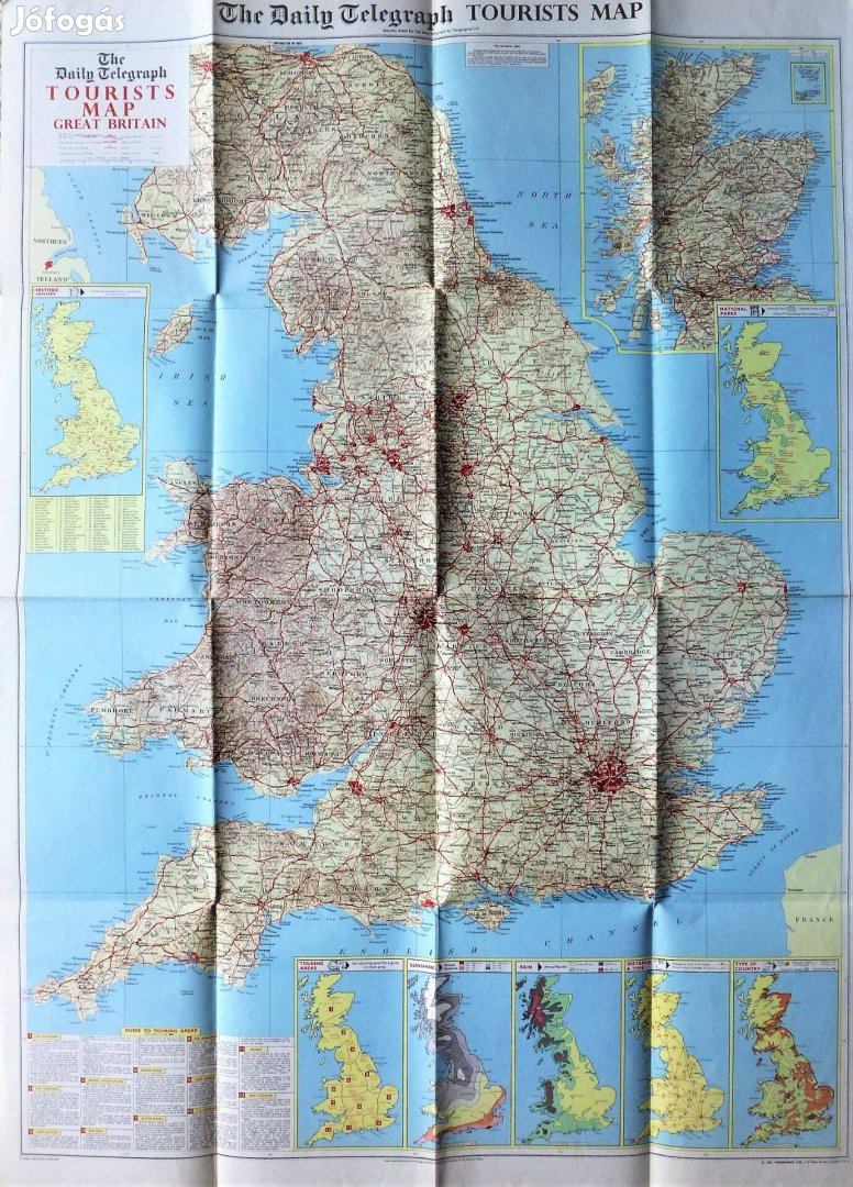 Nagy Britannia turista térkép 1960. The Daily Telegraph