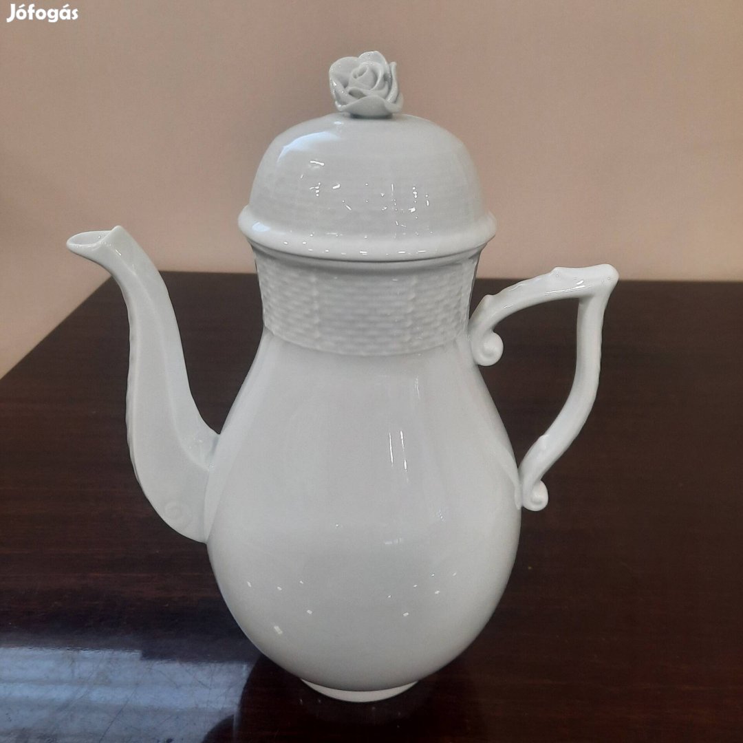 Nagy Fehér Herendi porcelán teás kanna, tea kiöntő eladó 