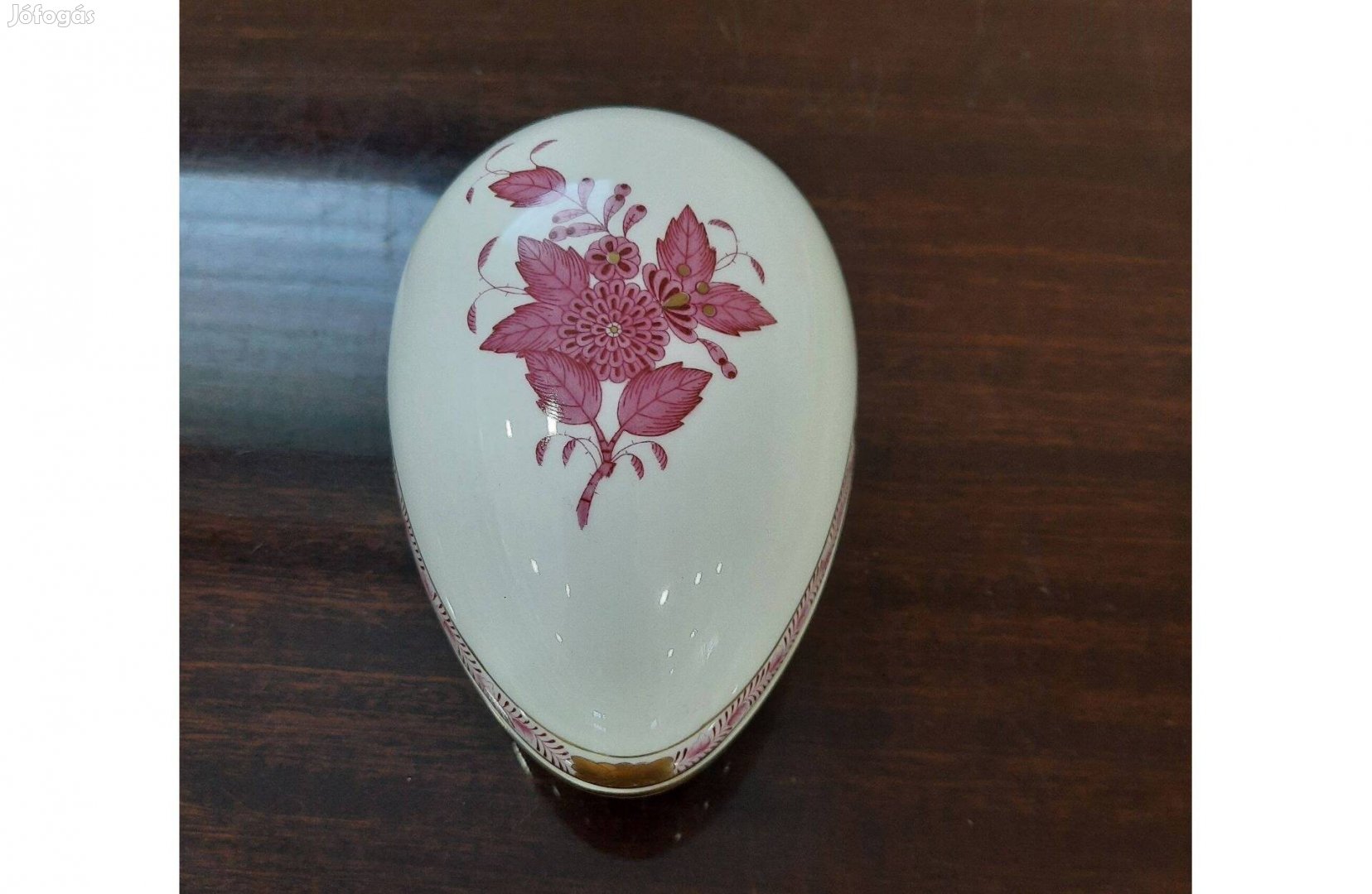 Nagy Herendi porcelán pur-pur Apponyi mintás tojás bonbonier eladó!