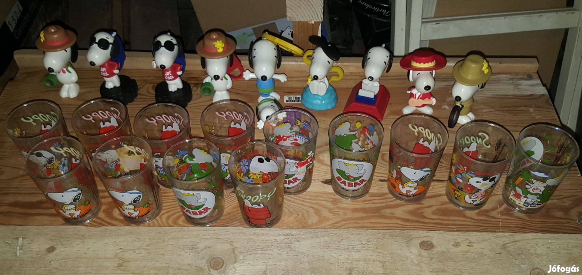 Nagy Mennyiségű Snoopy Játékok + Üveg Poharak