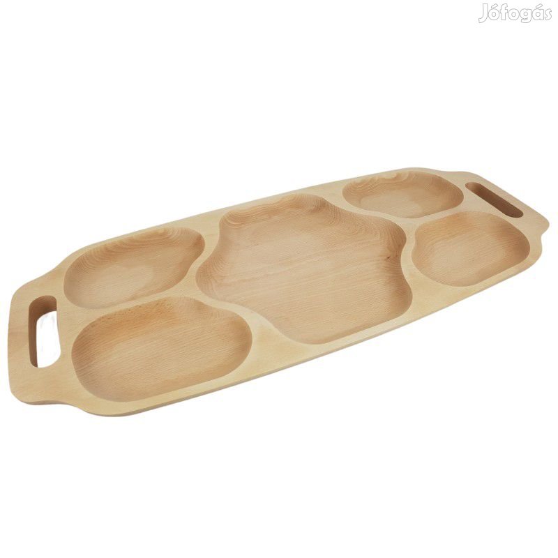 Nagy bükkfa kínáló 71×30cm csülök kínáló fatál