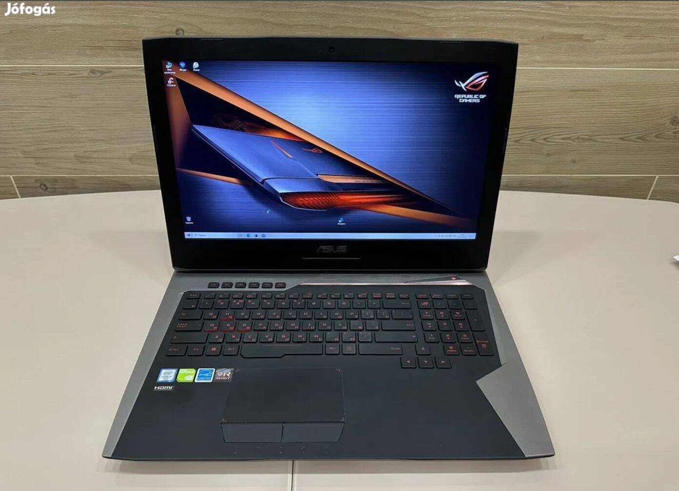 Nagy kijezős dupla hűtéses Rog gamer Asus laptop eladó Gtx 980M 8GB