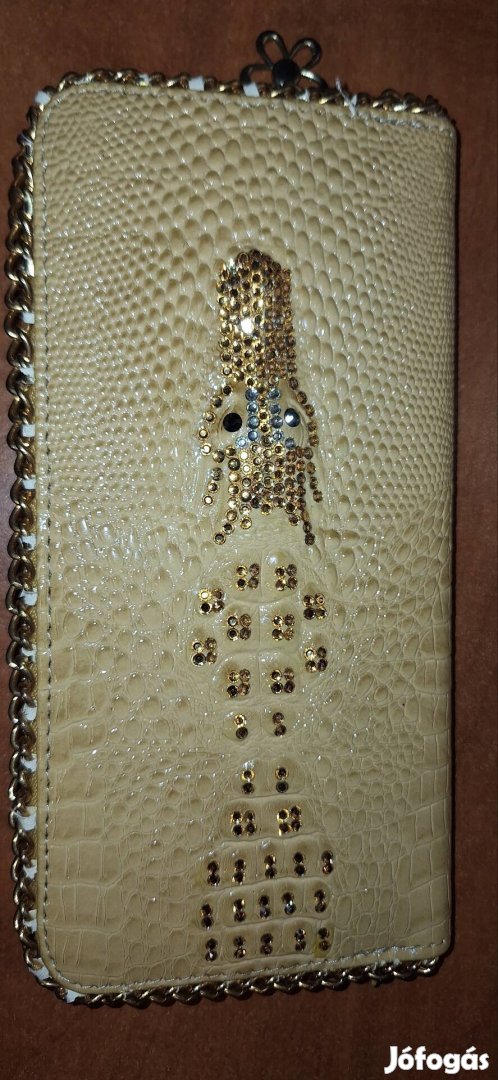 Nagy krém színű krokodil műbőr levéltárca borítéktárca
