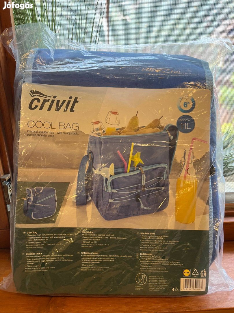 Nagy méretű, sok rekeszes hűtőtáska, válltáska 11 l Új