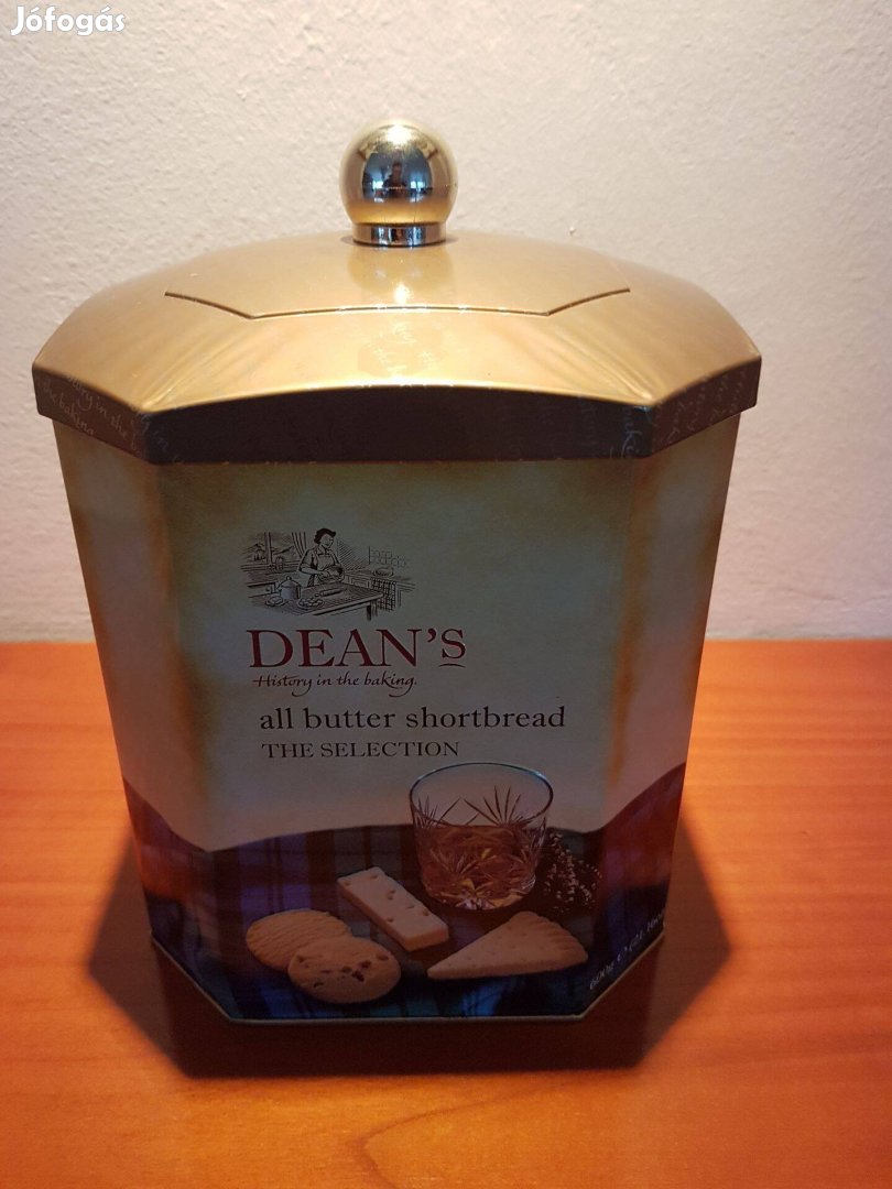 Nagy méretű kekszes fémdoboz - Dean's felirat