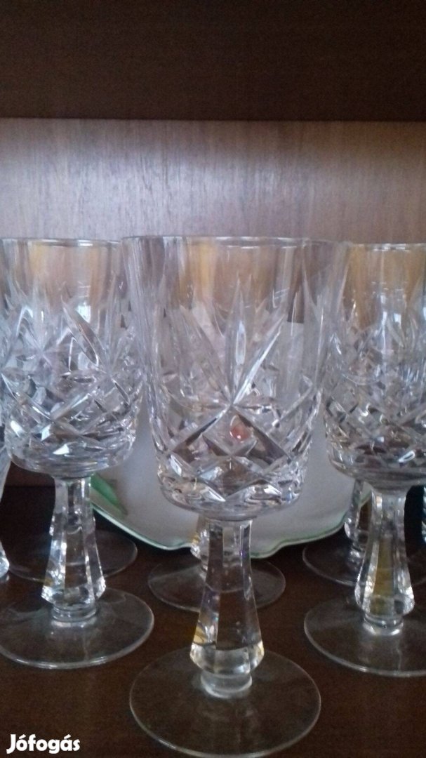 Nagy méretű ólomkristály üveg pohárkészlet talpas kb 1,5dl