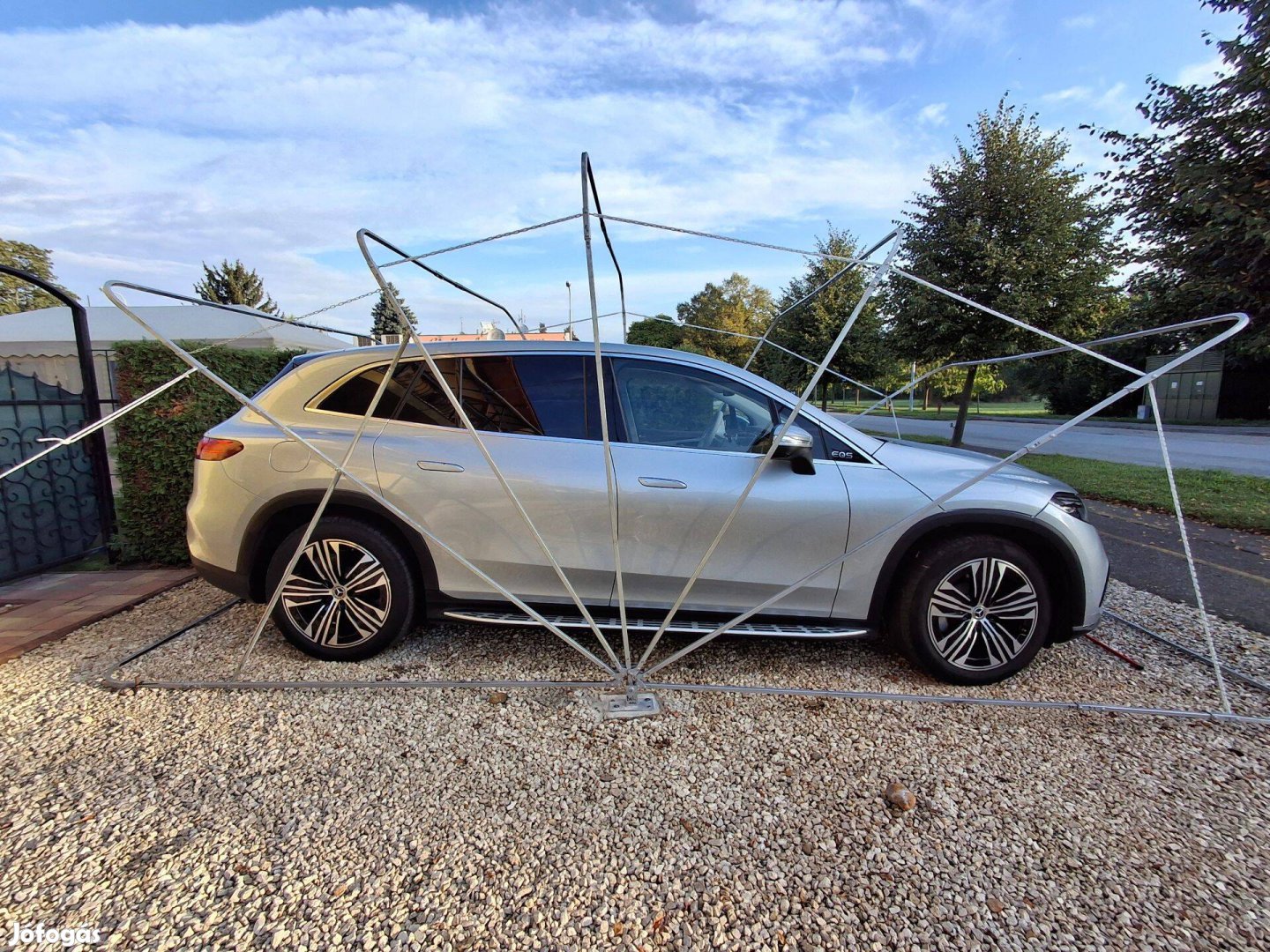 Nagy méretű új ponyvagarázs eladó Bükfürdőn, stabil vas