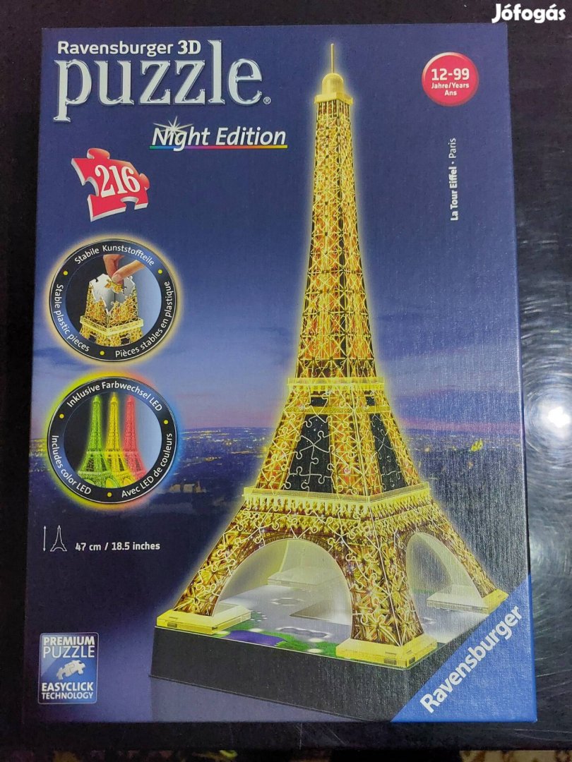 Nagy méretű világító Eiffel-torony puzzle és éjszakai fény