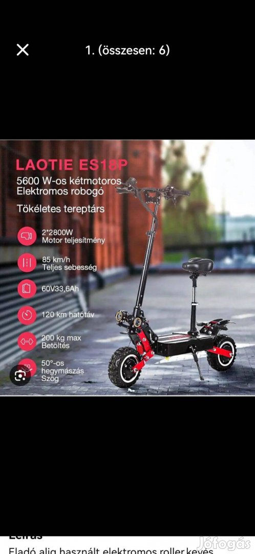 Nagy teljesítményű elektromos roller