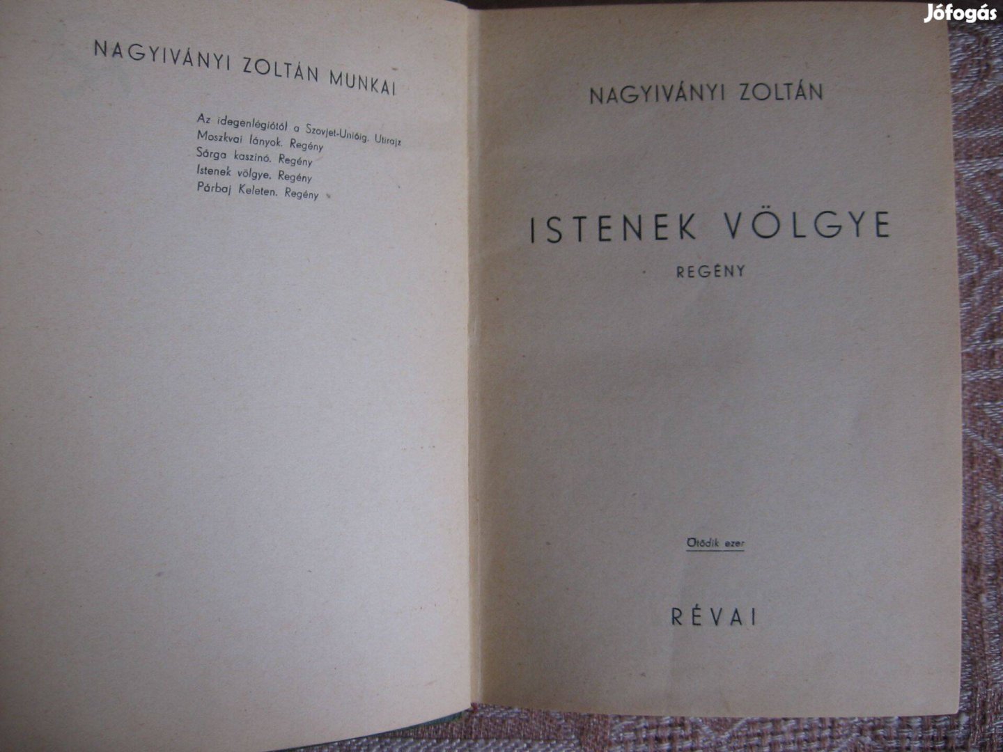 Nagyiványi Zoltán :Istenek völgye,regény, könyv