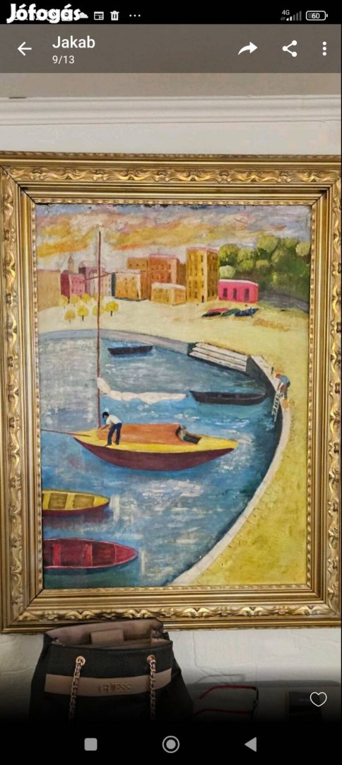 Nagyméretű Patkó jelzesel olaj vászon festmény 