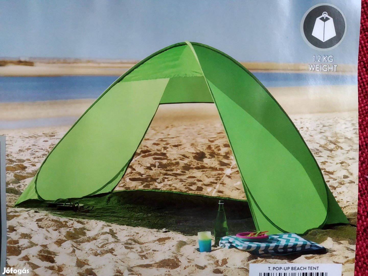 Nagyméretű Strandsátor Kidobós Új szellős Szúnyoghálós Hátul