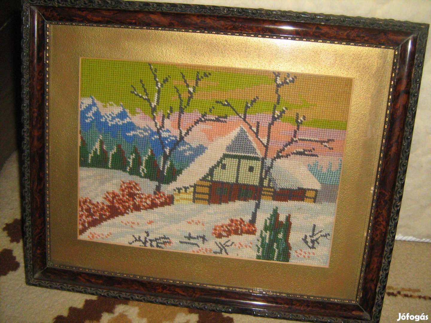 Nagyon régi gobelin kép keretezve 35x45cm