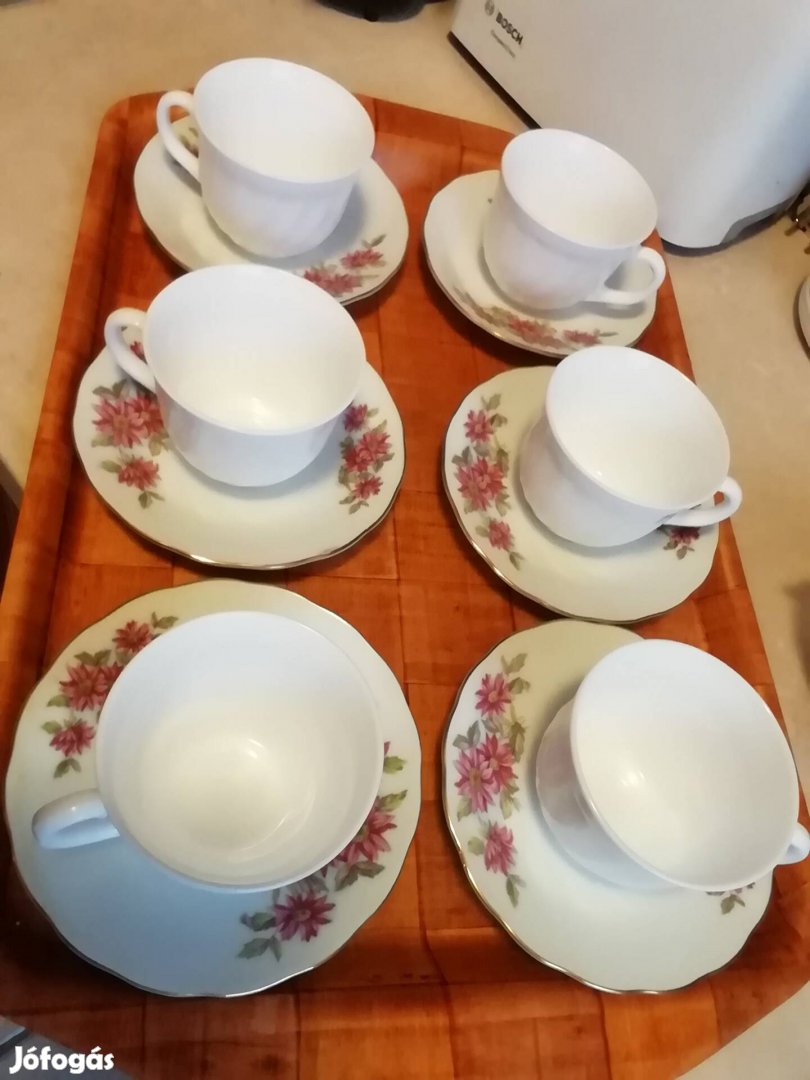 Nagyon szép 6 személyes teáskészlet, kávés készlet 