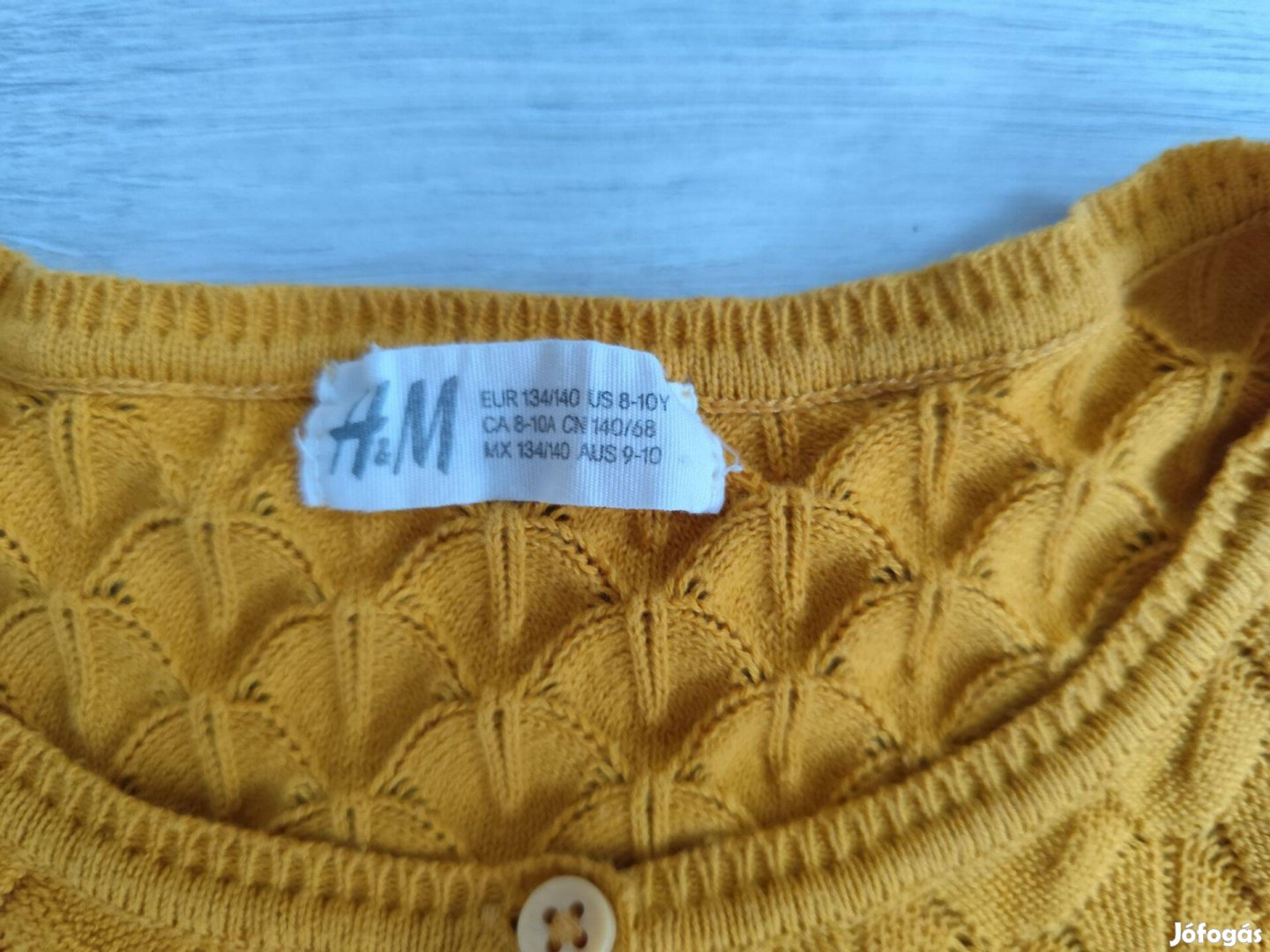 Nagyon szép HM okker pulóver, kardigán - 8-10 év, 134-140