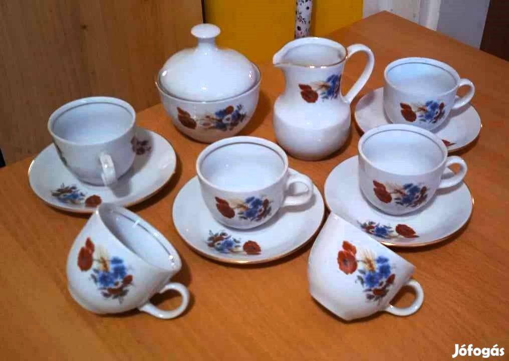 Nagyon szép, mezei csokros Kahla porcelán kávéskészlet