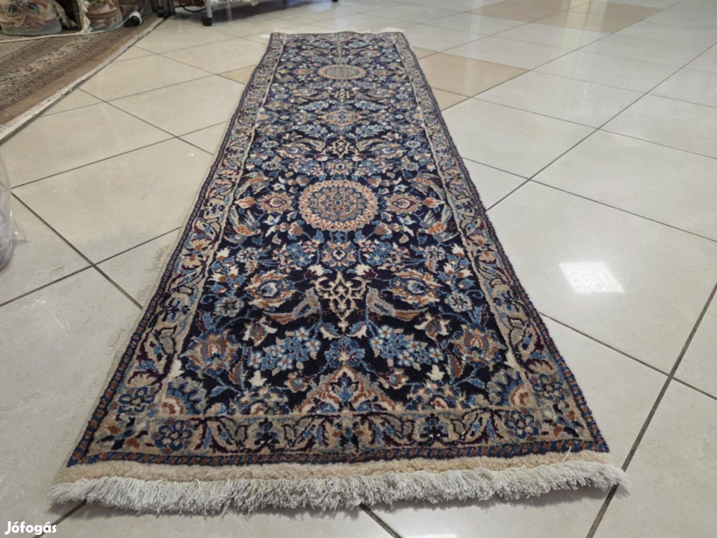 Nain kézi csomózású 62x216 cm gyapjú perzsa futó szőnyeg FZ66