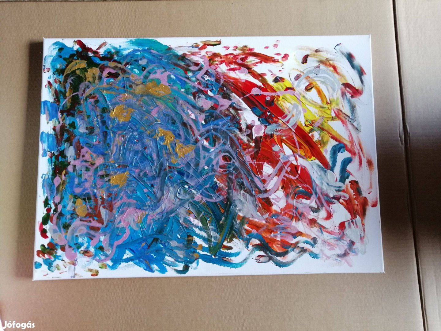 Naív festő modern absztrakt Graffiti festmény 70x50 cm nagy!