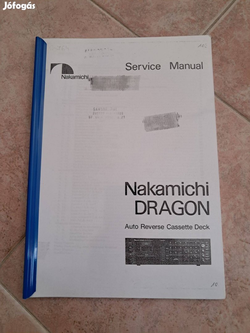 Nakamichi Dragon Kazettás magnódeck Service manual