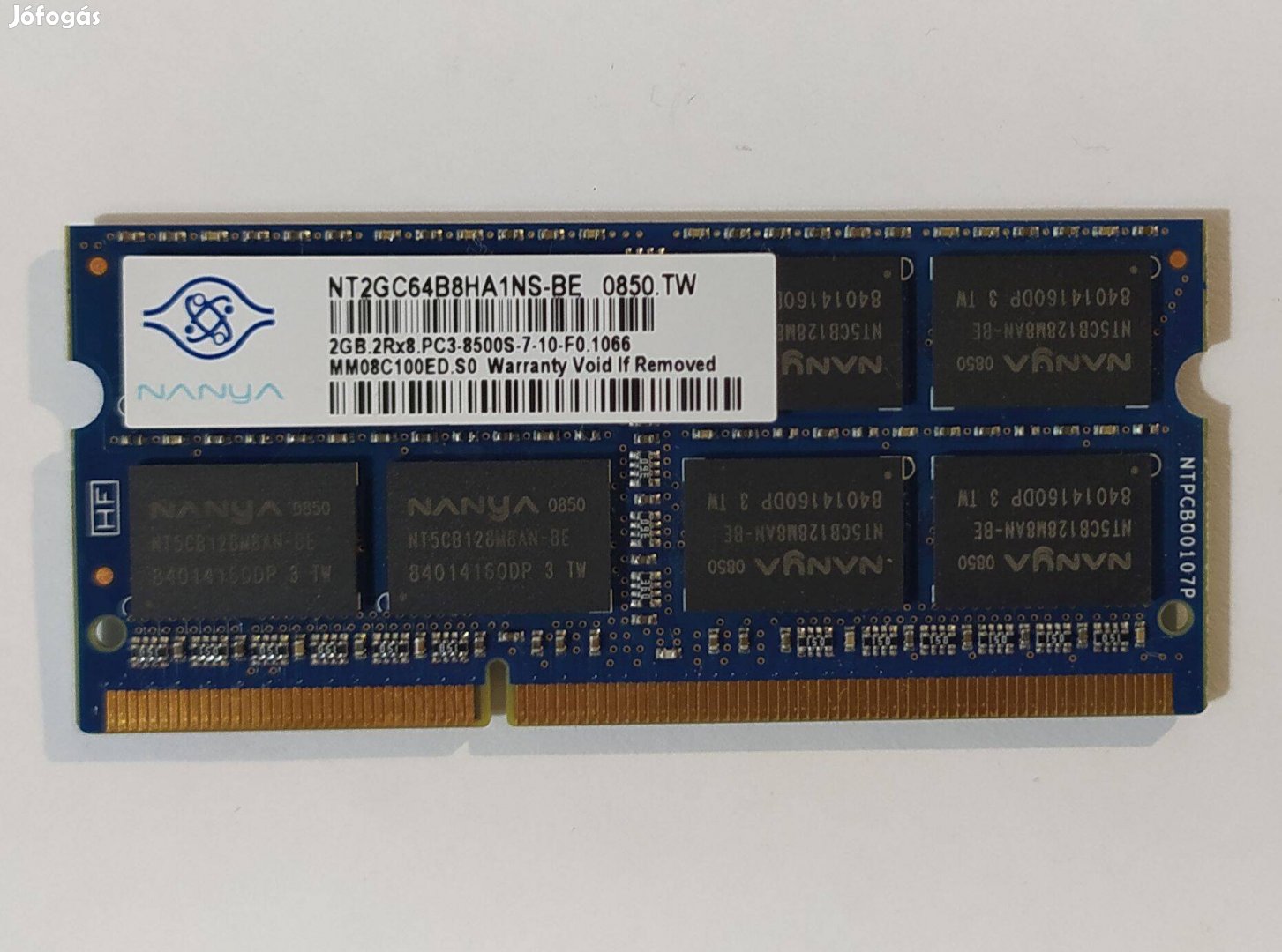 Nanya 2GB DDR3 1066MHz laptop / notebook memória