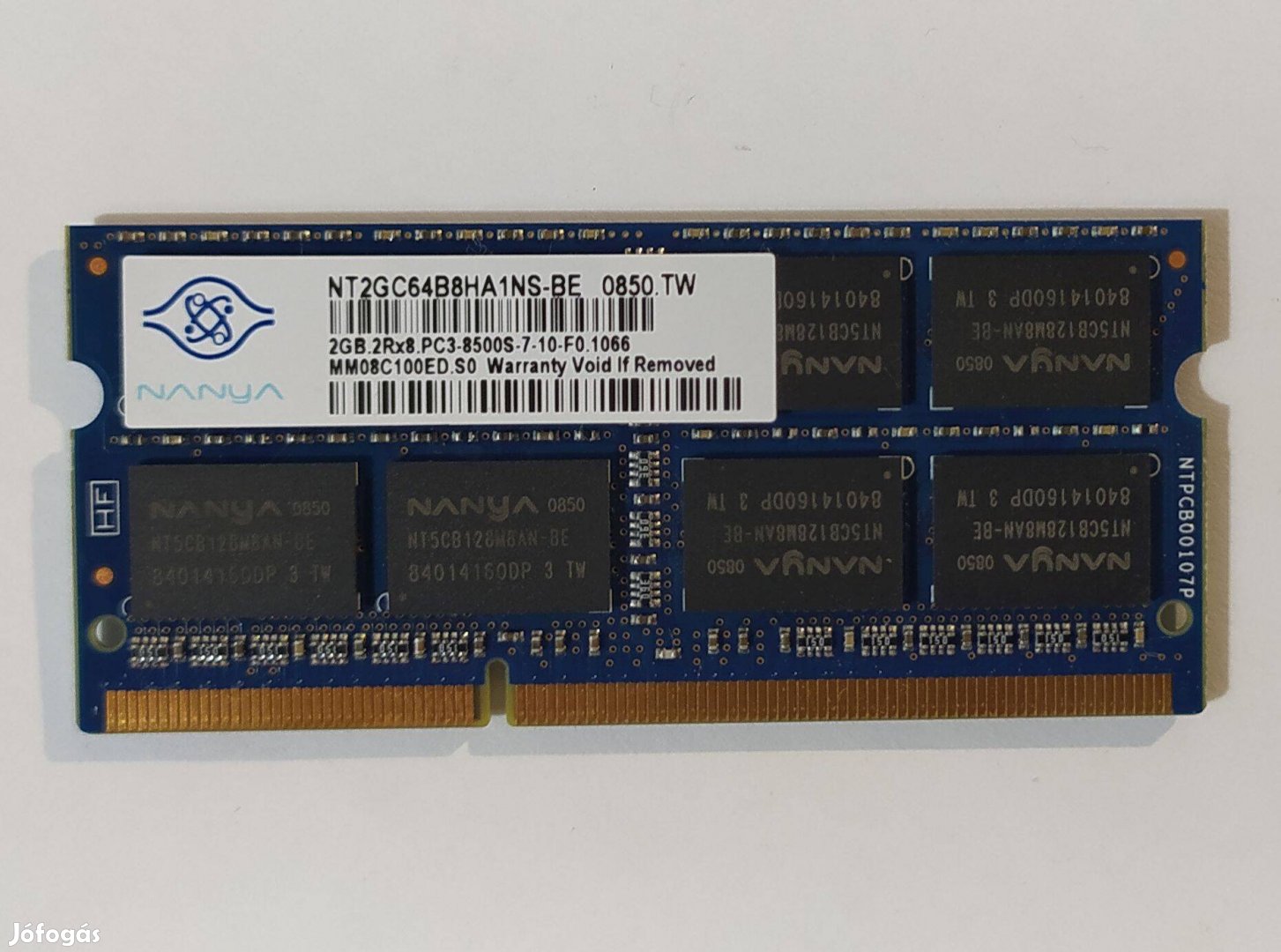 Nanya 2GB DDR3 1066MHz laptop / notebook memória