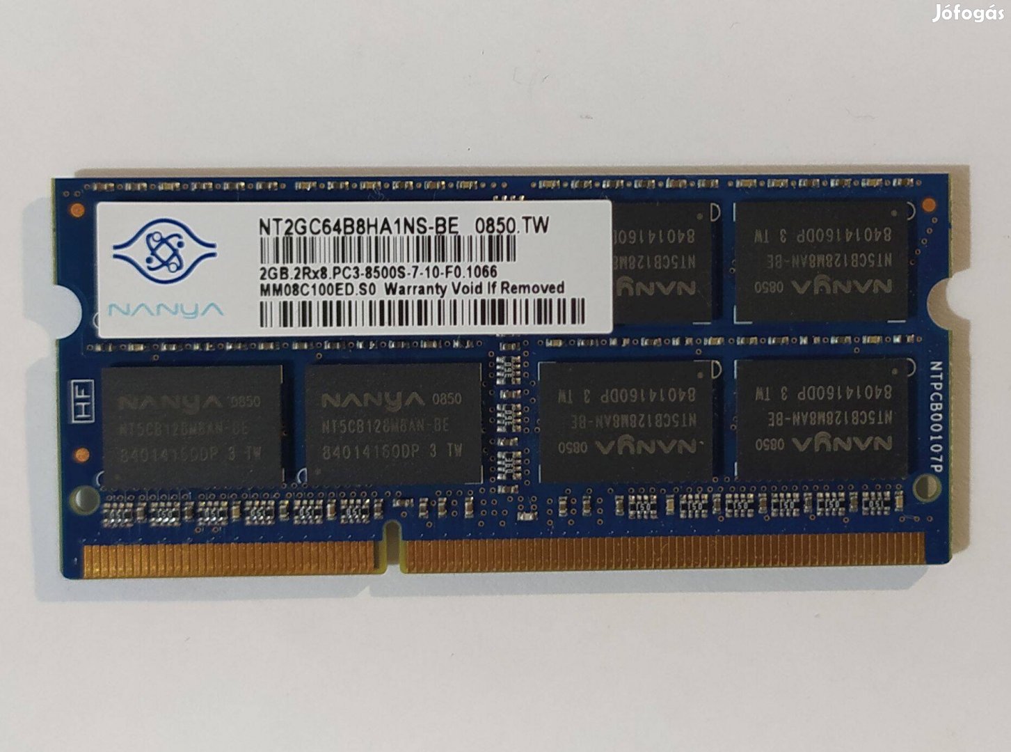 Nanya 2GB DDR3 1066MHz laptop / notebook memória